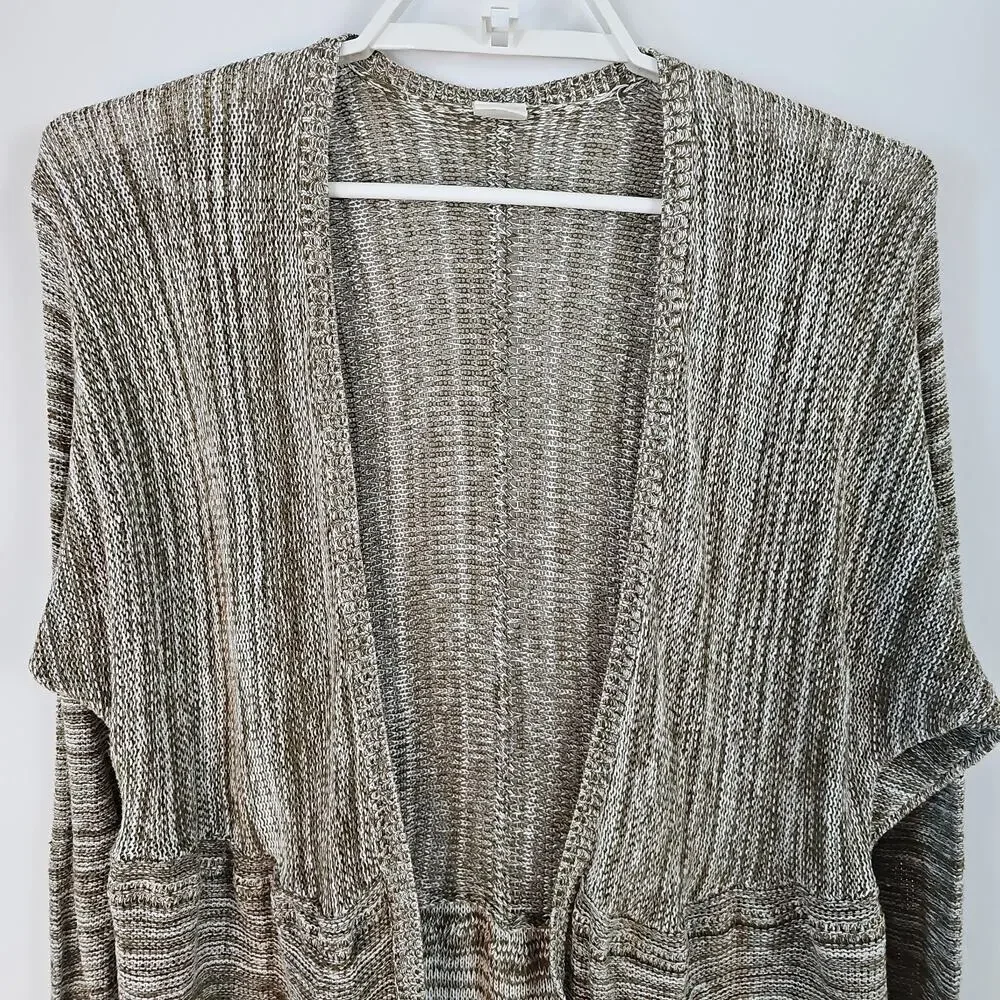Wild Pearl Women Size Small Green Open Front Waffle Knit Cardigan Sweater/Cotton